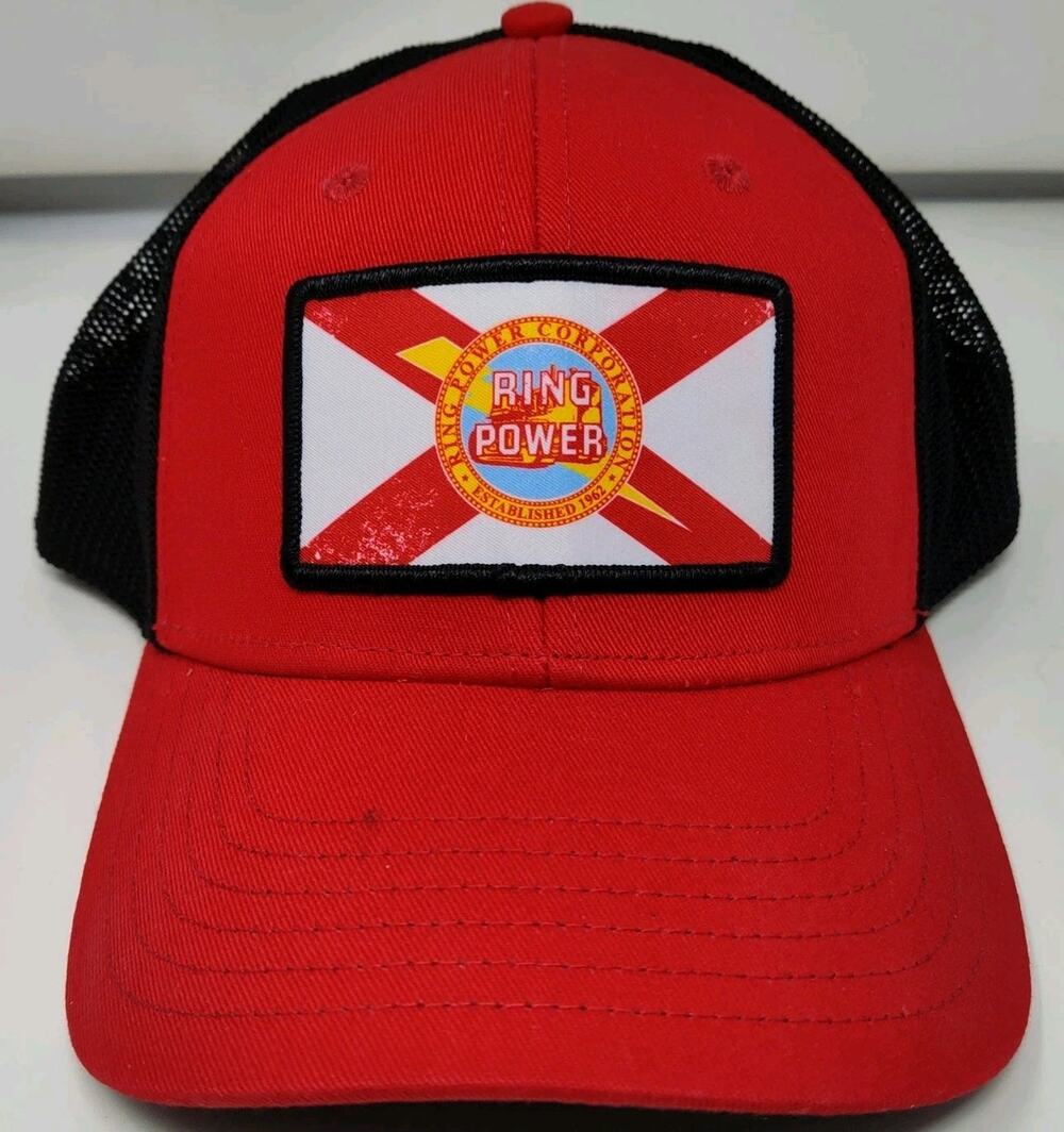 CAT Caterpillar Trucker Hat Mens Adjustable Red Black Ring Power Mesh